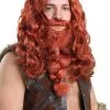 Partytime Costume & Lingerie (Yiwu) Factory Men's Red Viking Wig And Beard Set -Cosplay Costumes Store adult red viking wig and beard set