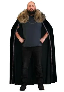 Partytime Costume & Lingerie (Yiwu) Factory Black Faux Fur Collar Viking Cape For Men