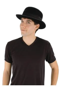 Elope Black Velour Bowler Hat For Men