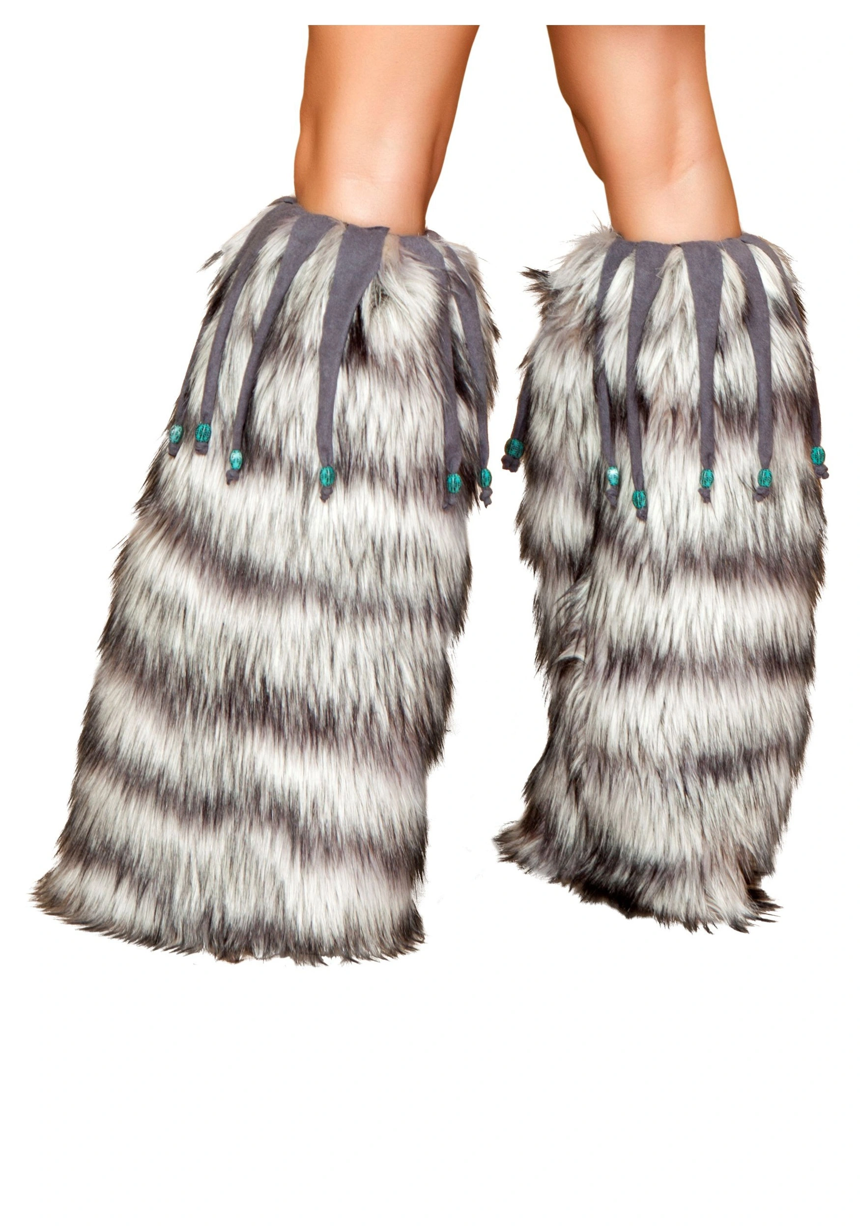 Roma Beaded Fur Costume Leg Warmers 2 Roma Beaded Fur Costume Leg Warmers