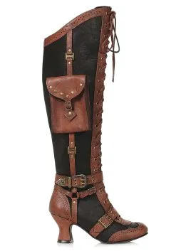 Ellie Lace Up Steampunk Heeled Boots For Women